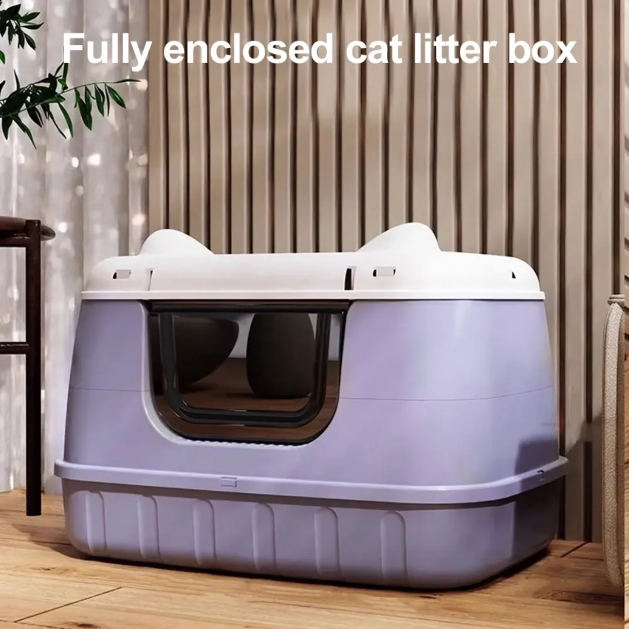 Petovia Semi-Enclosed Odour-Control Cat Litter Box with Splash-Proof Design