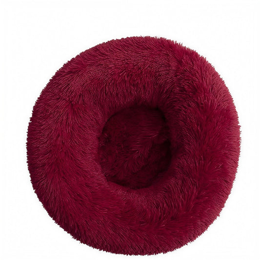 Plush Round Pet Bed | Cozy Donut Dog & Cat Bed | Warm Fluffy Nest for Winter