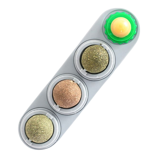 Petovia 4-in-1 Catnip Lick Toy | Multi-Flavors Rotating Cat Ball | Catnip, Silvervine & Cat Candy