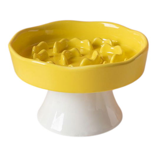 Petovia Elevated Ceramic Slow-Feed Cat Bowl | Raised Posture | Neck Protection & Anti-Flip