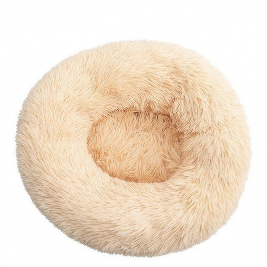Plush Round Pet Bed | Cozy Donut Dog & Cat Bed | Warm Fluffy Nest for Winter