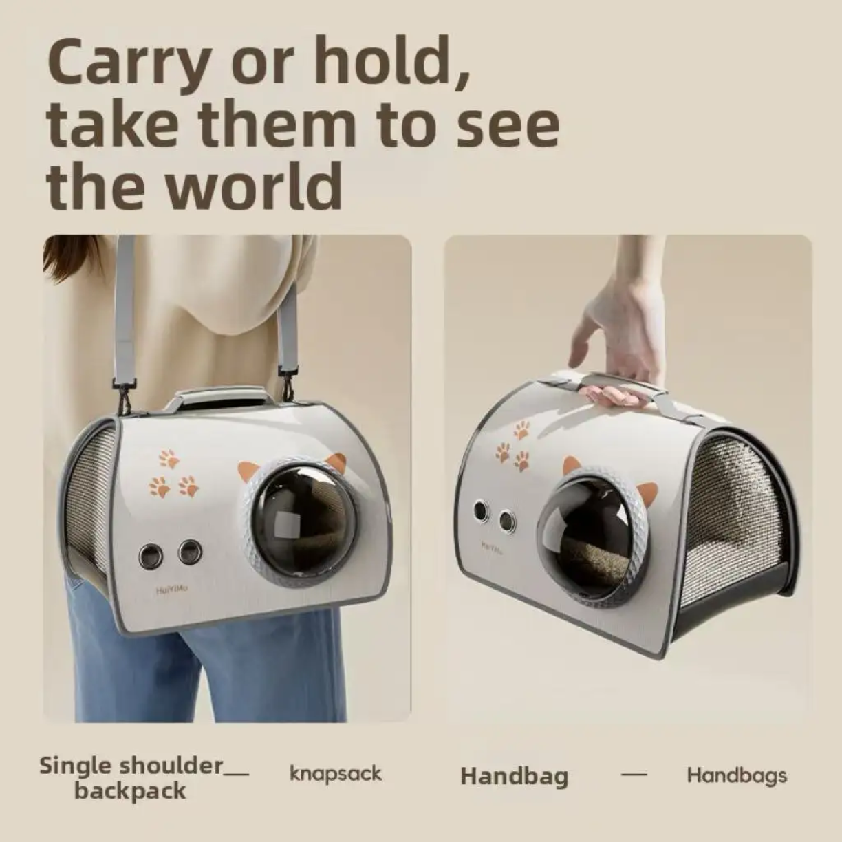 Petovia Polar Fleece Cat Carrier Bag | Cozy Space Capsule Shoulder Bag with Detachable Inner Liner | Breathable & Large Capacity