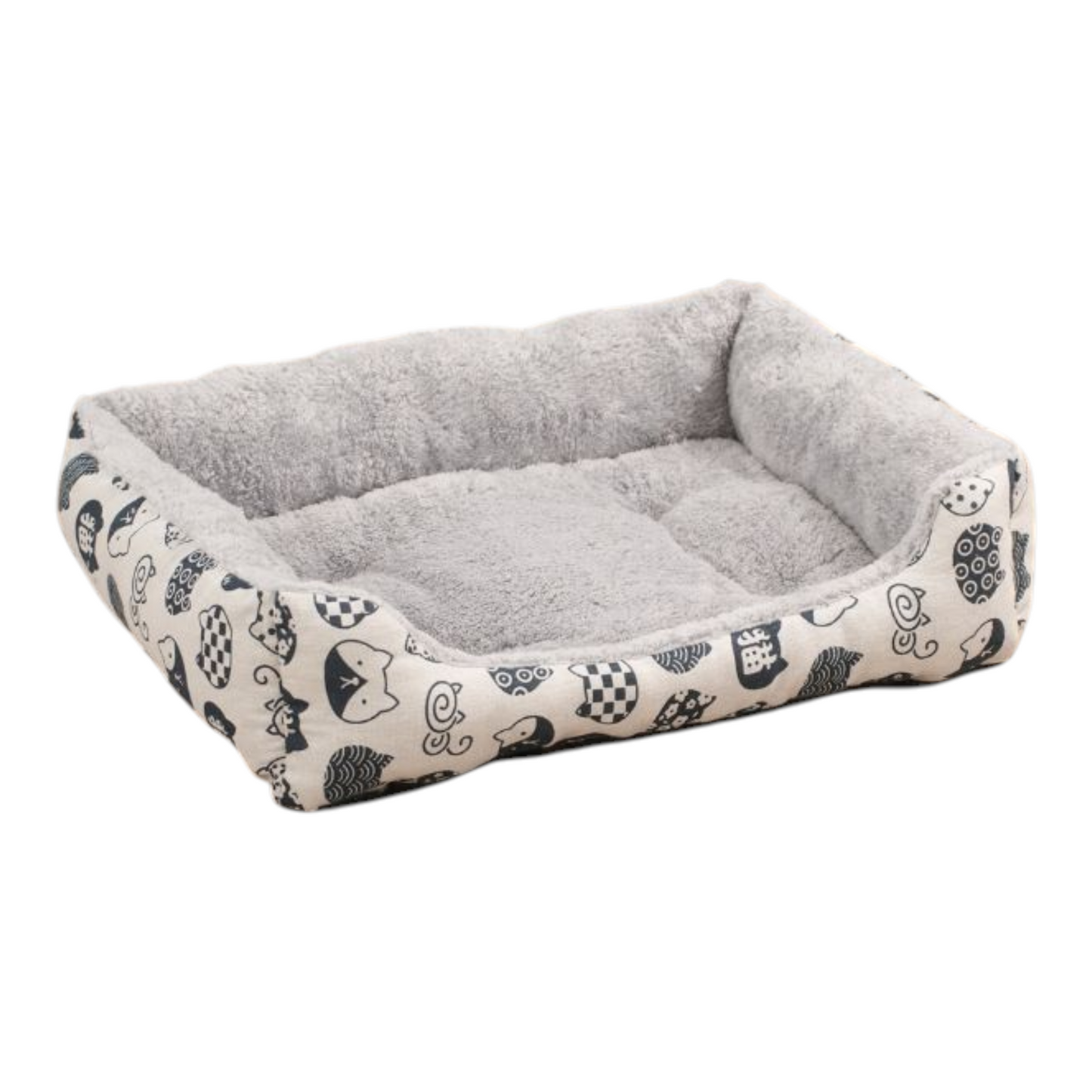 Petovia Four-Season Plush Square Dog Bed for Large Dogs