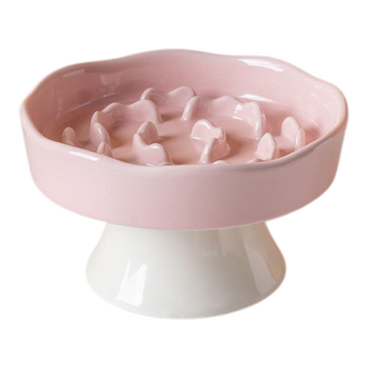 Petovia Elevated Ceramic Slow-Feed Cat Bowl | Raised Posture | Neck Protection & Anti-Flip