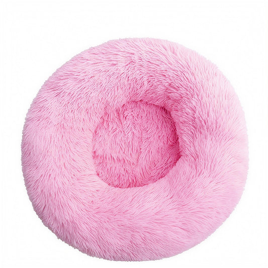 Plush Round Pet Bed | Cozy Donut Dog & Cat Bed | Warm Fluffy Nest for Winter