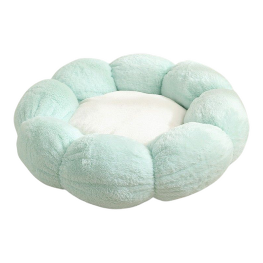 Petovia Flower-Shaped Plush Cat Bed | Cozy Neck-Support Pet Nest