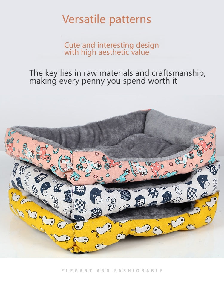 Petovia Four-Season Plush Square Dog Bed for Large Dogs