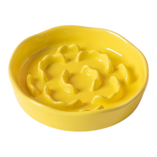 Petovia Ceramic Slow-Feed Cat Bowl (Flat Base) | Anti-Flip & Neck Care | Elegant Feeding