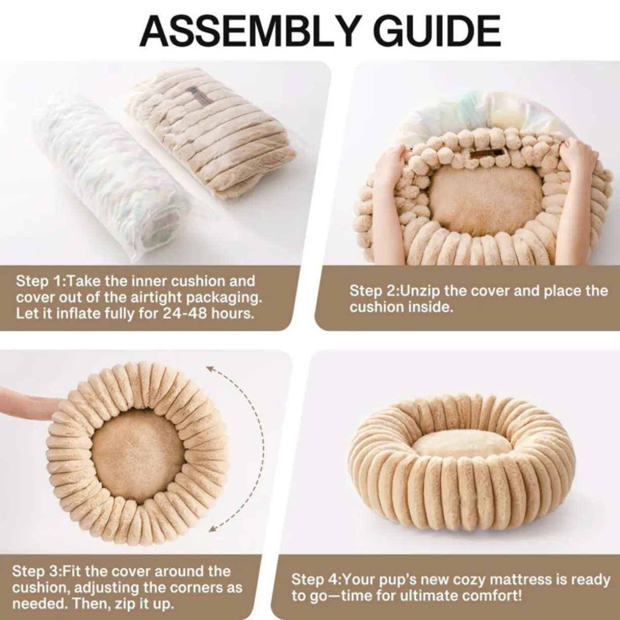 Petovia Flannel Round Dog Bed | Warm Winter Pet Nest