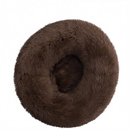 Plush Round Pet Bed | Cozy Donut Dog & Cat Bed | Warm Fluffy Nest for Winter