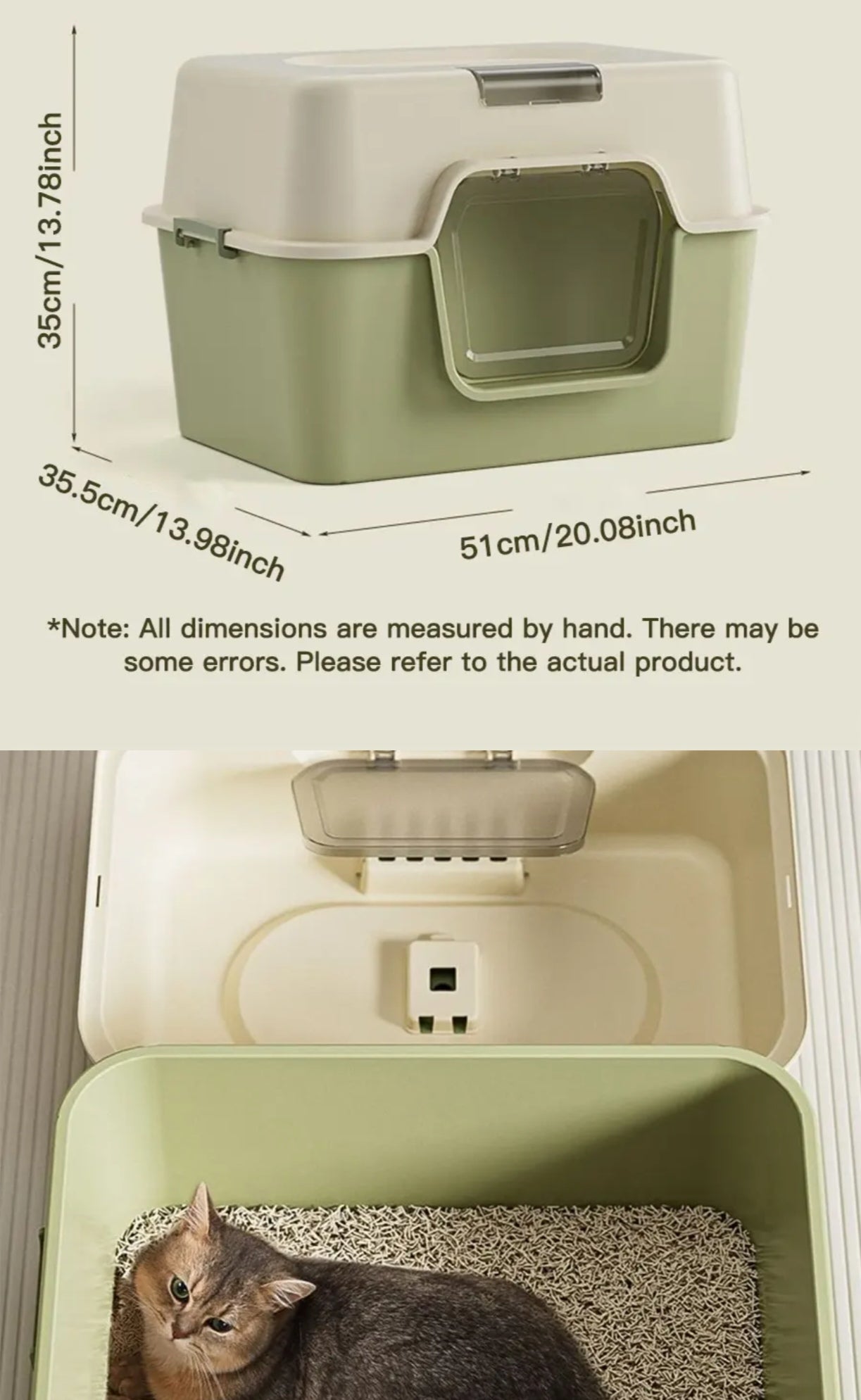 Petovia Fully-Enclosed Odour-Control Cat Litter Box with Splash-Proof Design & Free Scoop