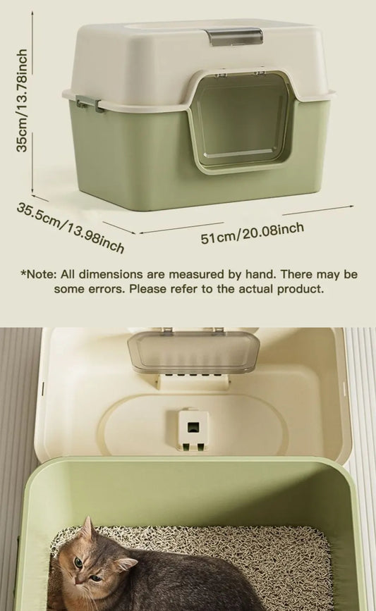 Petovia Fully-Enclosed Odour-Control Cat Litter Box with Splash-Proof Design & Free Scoop