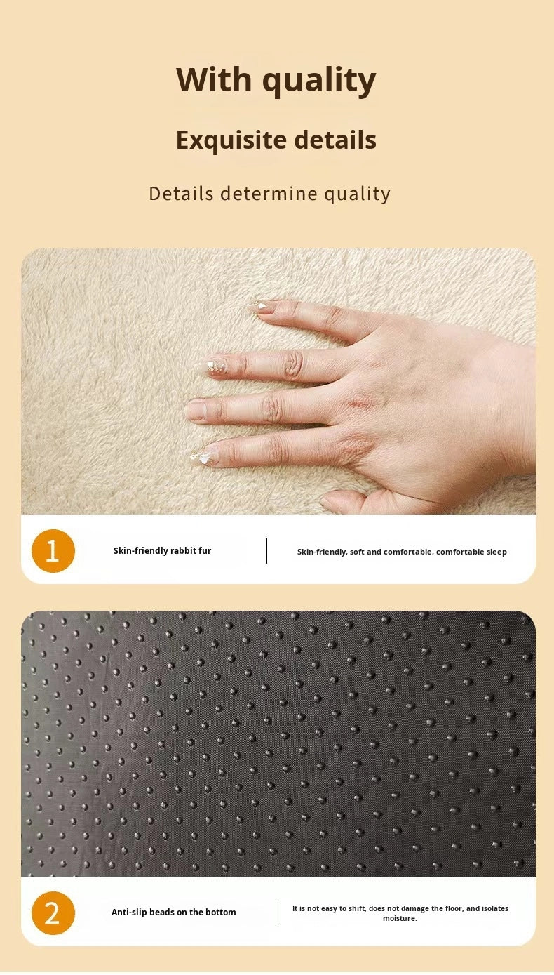 Petovia Four-Season Plush Square Dog Bed for Large Dogs