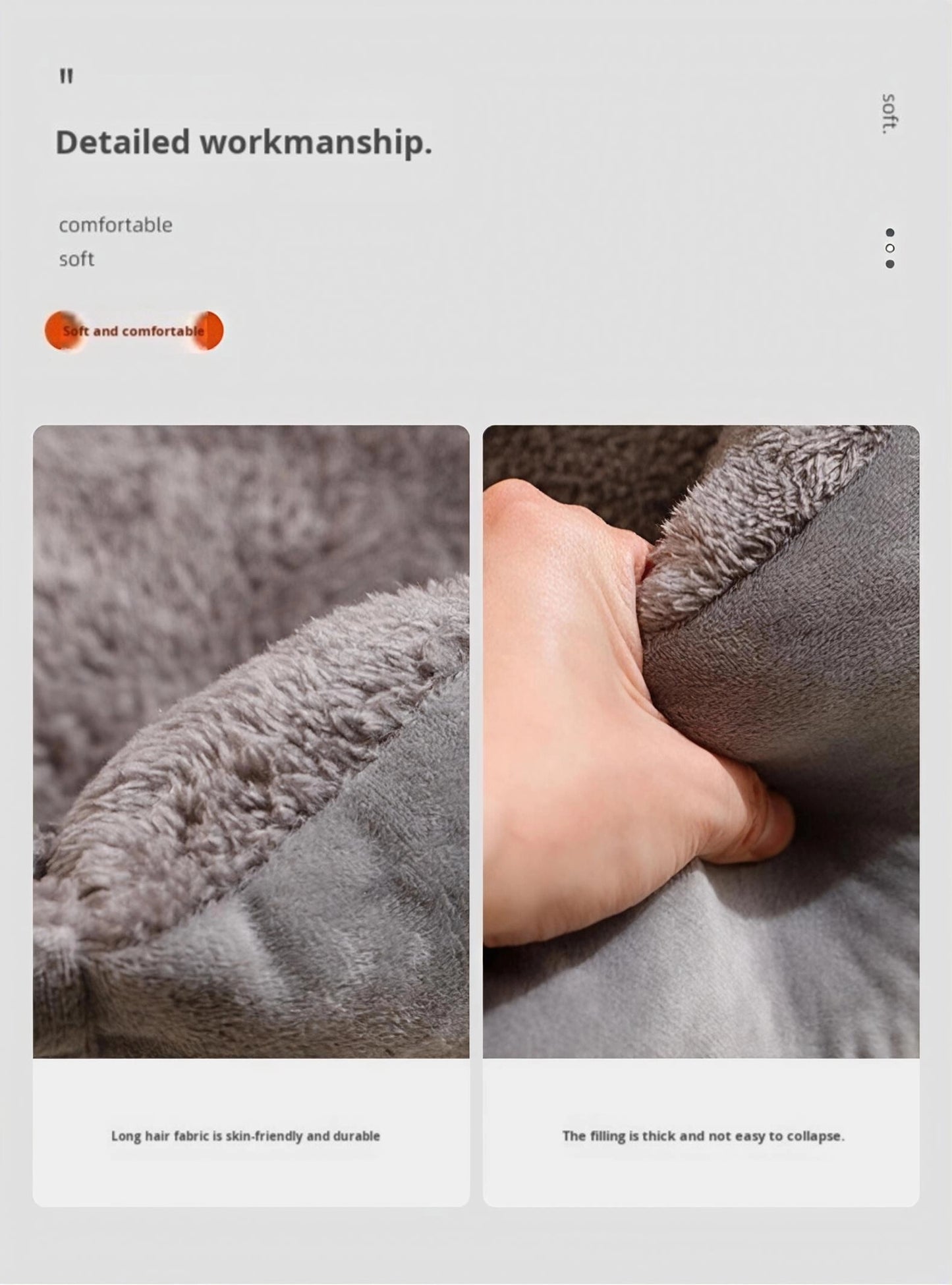 Petovia Four-Season Plush Square Dog Bed for Large Dogs