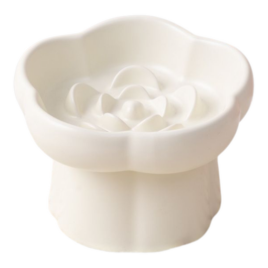 Petovia Elevated Ceramic Slow-Feed Cat Bowl | Raised Posture | Neck Protection & Anti-Flip