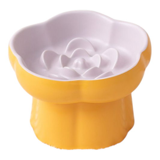Petovia Elevated Ceramic Slow-Feed Cat Bowl | Raised Posture | Neck Protection & Anti-Flip