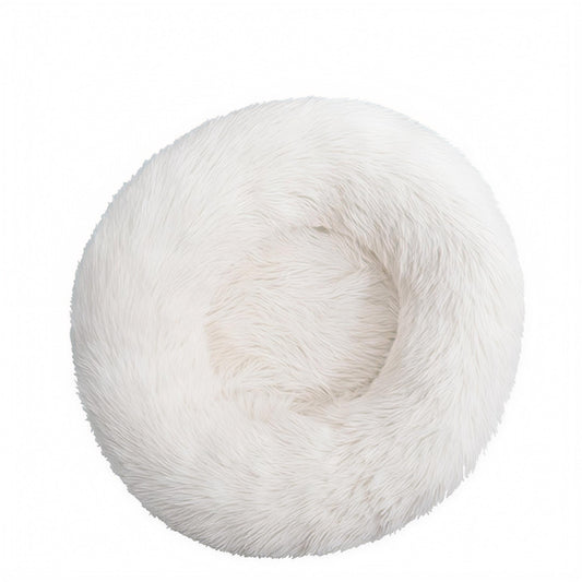 Plush Round Pet Bed | Cozy Donut Dog & Cat Bed | Warm Fluffy Nest for Winter