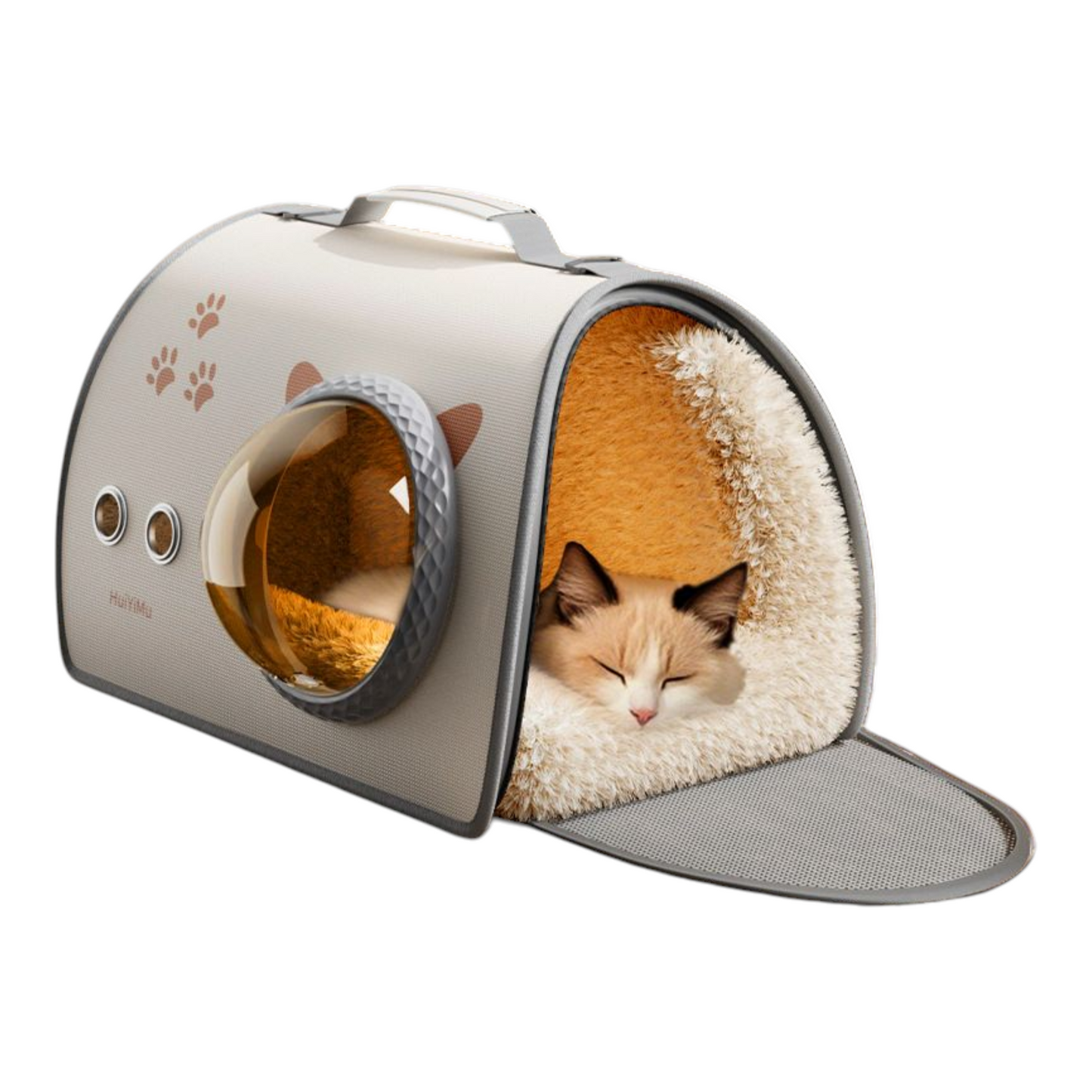 Petovia Polar Fleece Cat Carrier Bag | Cozy Space Capsule Shoulder Bag with Detachable Inner Liner | Breathable & Large Capacity