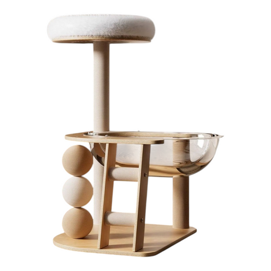 Petovia Multi-Level Solid Wood Cat Tower | Durable Multi-Cat Activity Tree