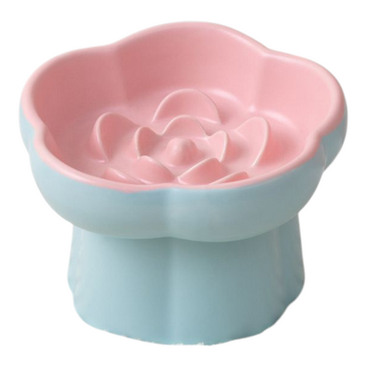 Petovia Elevated Ceramic Slow-Feed Cat Bowl | Raised Posture | Neck Protection & Anti-Flip
