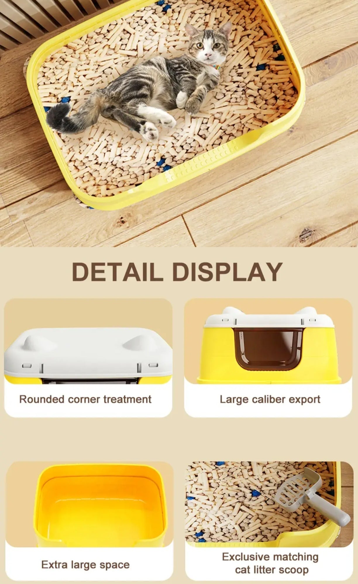 Petovia Semi-Enclosed Odour-Control Cat Litter Box with Splash-Proof Design