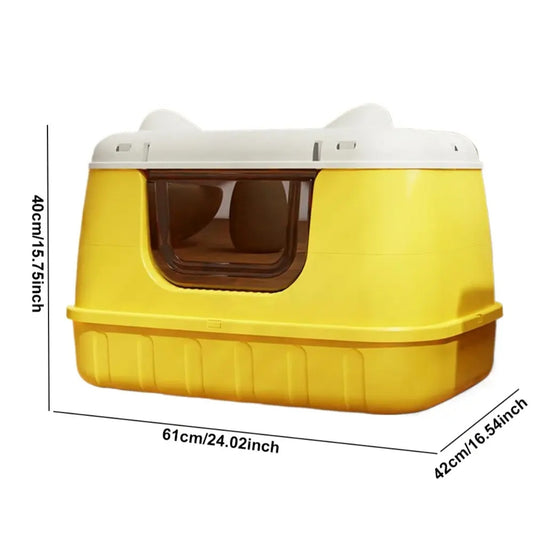 Petovia Semi-Enclosed Odour-Control Cat Litter Box with Splash-Proof Design