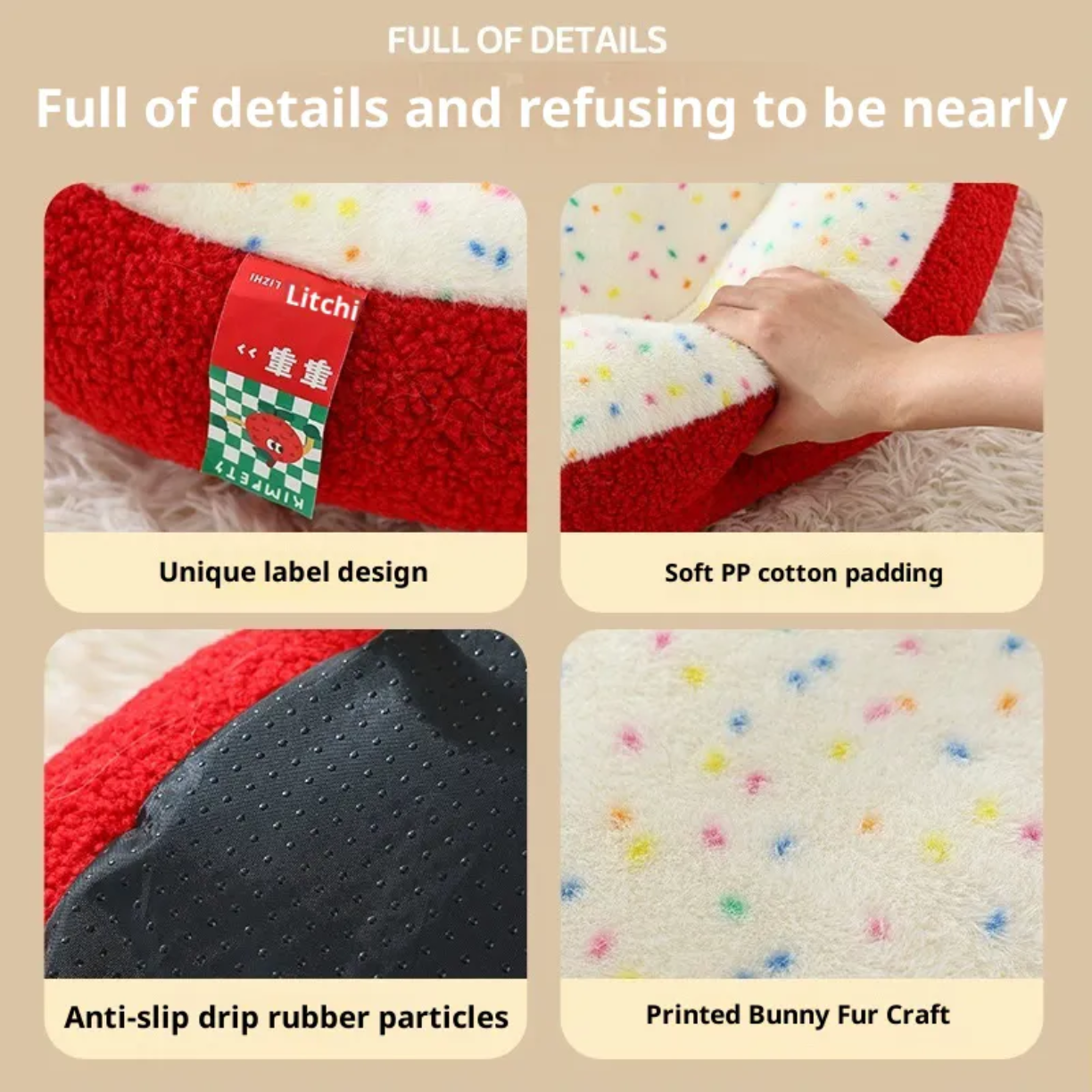 Petovia Litchi-Texture Cat Bed | Cozy Semi-Enclosed Plush Pet Nest