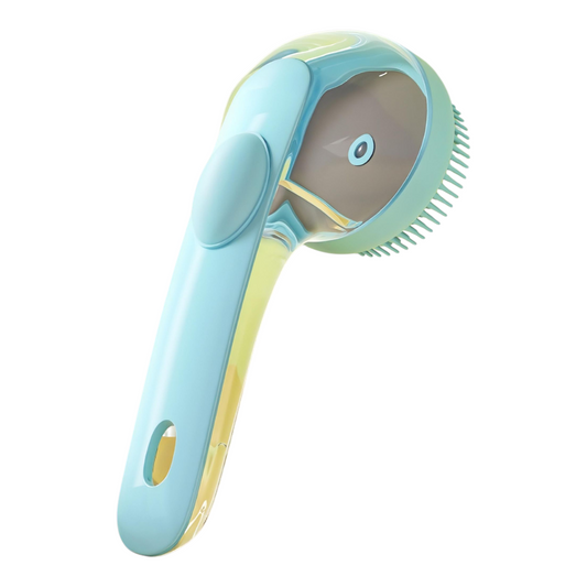 Petovia One-Press Water-Flow Bath Brush – Easy Pet Bathing & Massage Tool