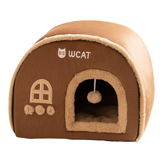 Petovia Cozy Cat House – Autumn & Winter Insulated Enclosed Pet Cave Bed