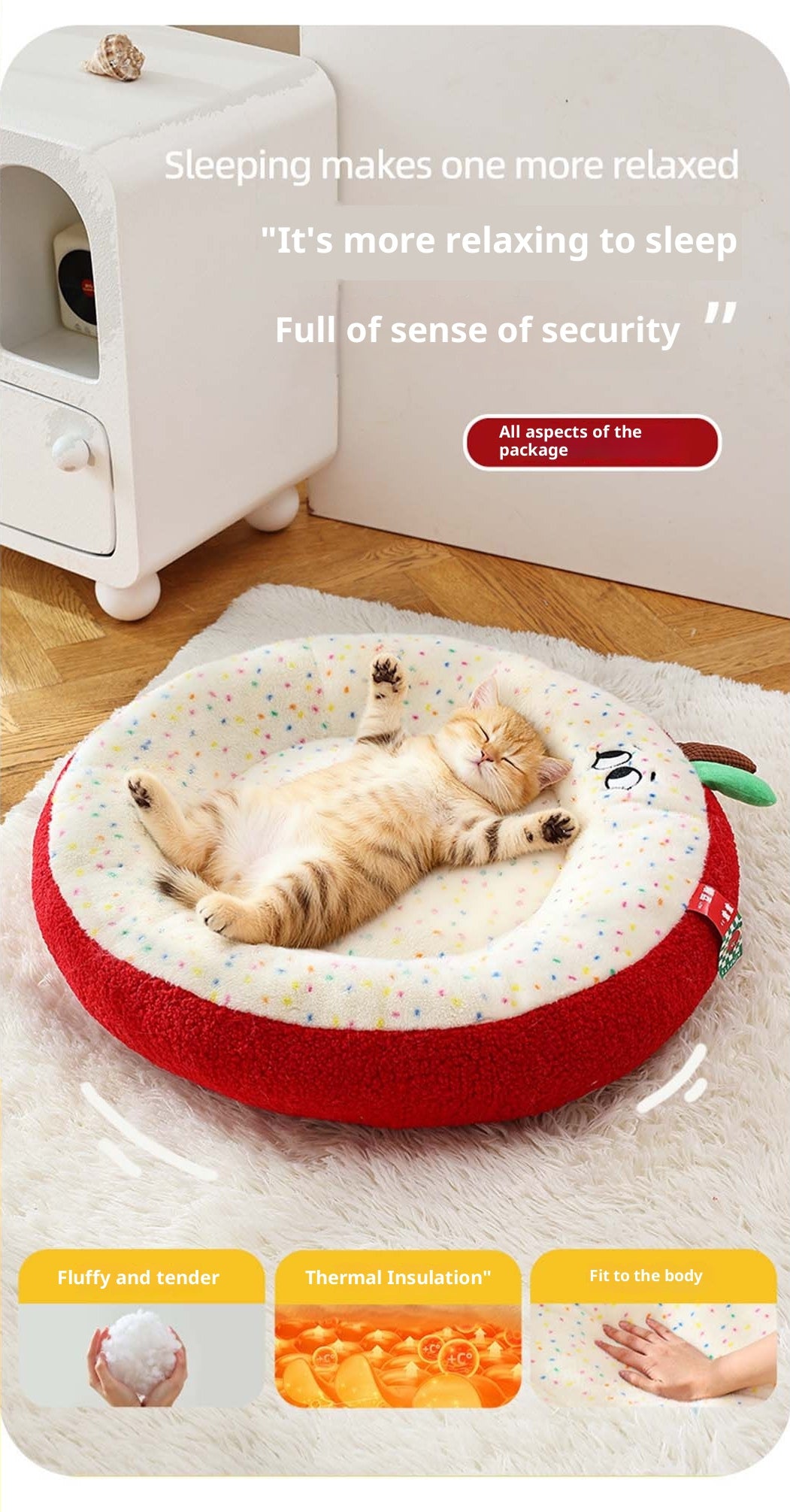 Petovia Litchi-Texture Cat Bed | Cozy Semi-Enclosed Plush Pet Nest