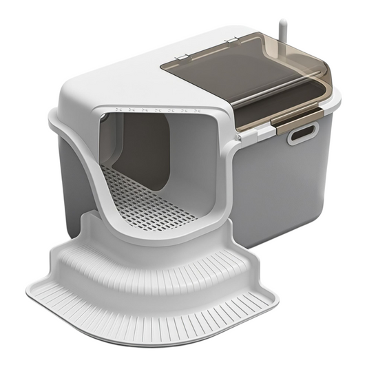 Petovia Tunnel-Entry Fully Enclosed Cat Litter Box with Flip Cover & Odour Control