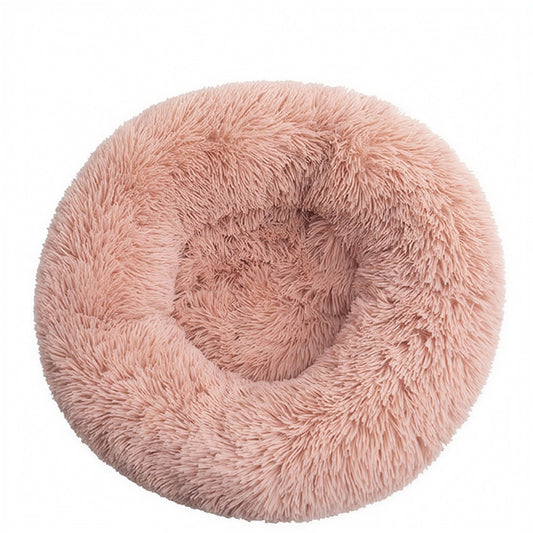 Plush Round Pet Bed | Cozy Donut Dog & Cat Bed | Warm Fluffy Nest for Winter