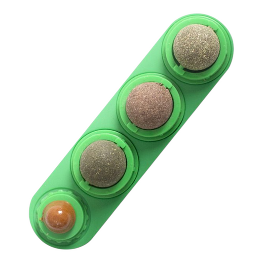 Petovia 4-in-1 Catnip Lick Toy | Multi-Flavors Rotating Cat Ball | Catnip, Silvervine & Cat Candy