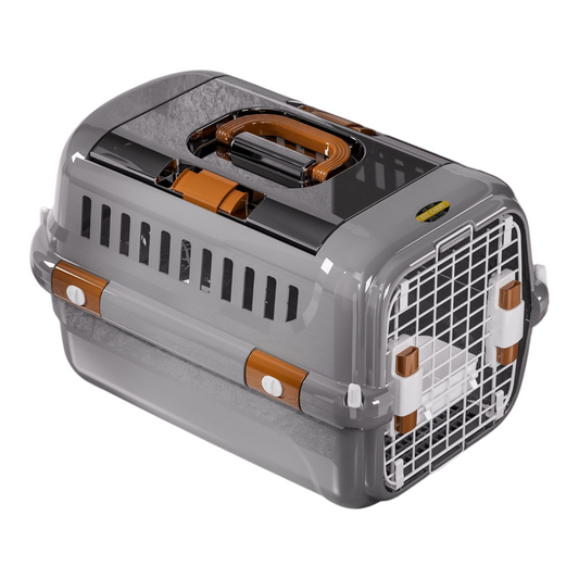 Petovia Hard-Shell Pet Carrier with Dual-Spring Door & Ventilated Base – Airline Approved Travel Crate for Cats & Dogs
