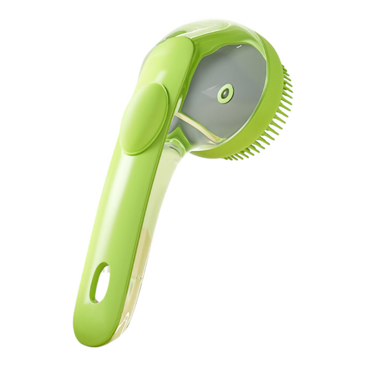 Petovia One-Press Water-Flow Bath Brush – Easy Pet Bathing & Massage Tool