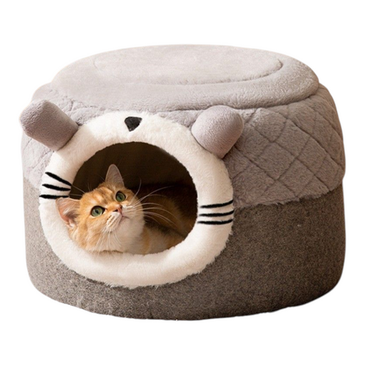 Petovia Cozy Cat House – Autumn & Winter Insulated Enclosed Pet Cave Bed