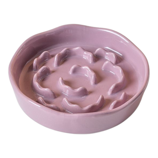Petovia Ceramic Slow-Feed Cat Bowl (Flat Base) | Anti-Flip & Neck Care | Elegant Feeding