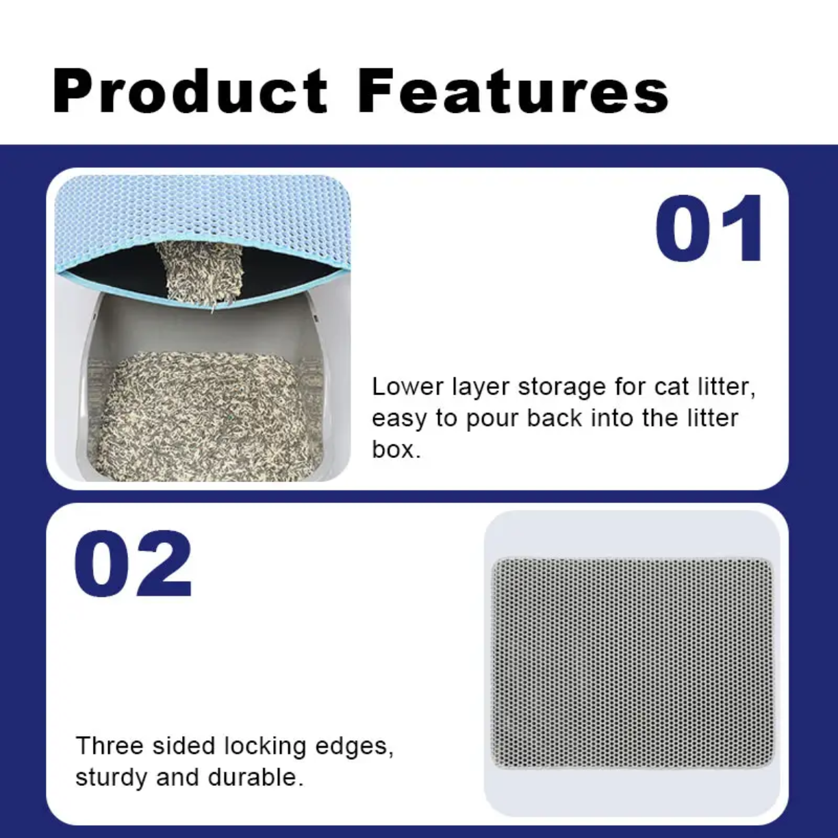 Petovia Cat Litter Trapping Mat | Waterproof Anti-Slip Double-Layer Paw Cleaner