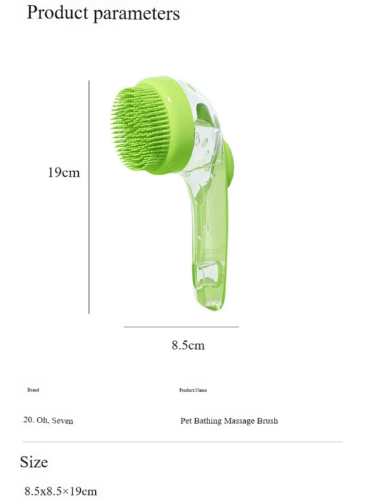 Petovia One-Press Water-Flow Bath Brush – Easy Pet Bathing & Massage Tool