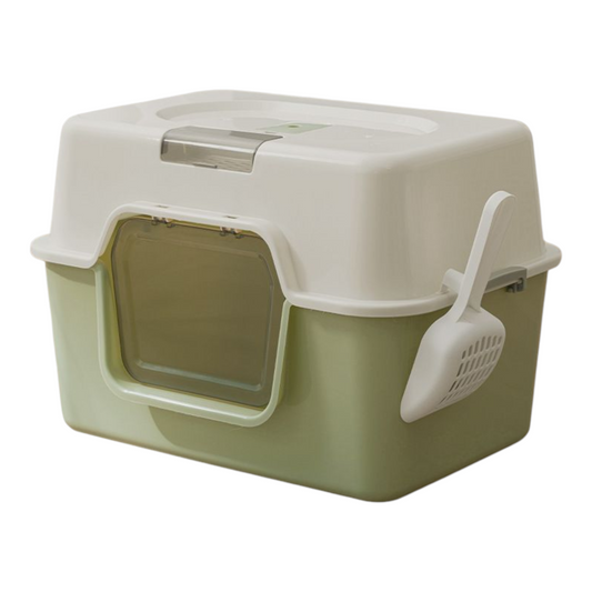 Petovia Fully-Enclosed Odour-Control Cat Litter Box with Splash-Proof Design & Free Scoop