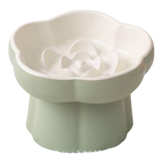 Petovia Elevated Ceramic Slow-Feed Cat Bowl | Raised Posture | Neck Protection & Anti-Flip