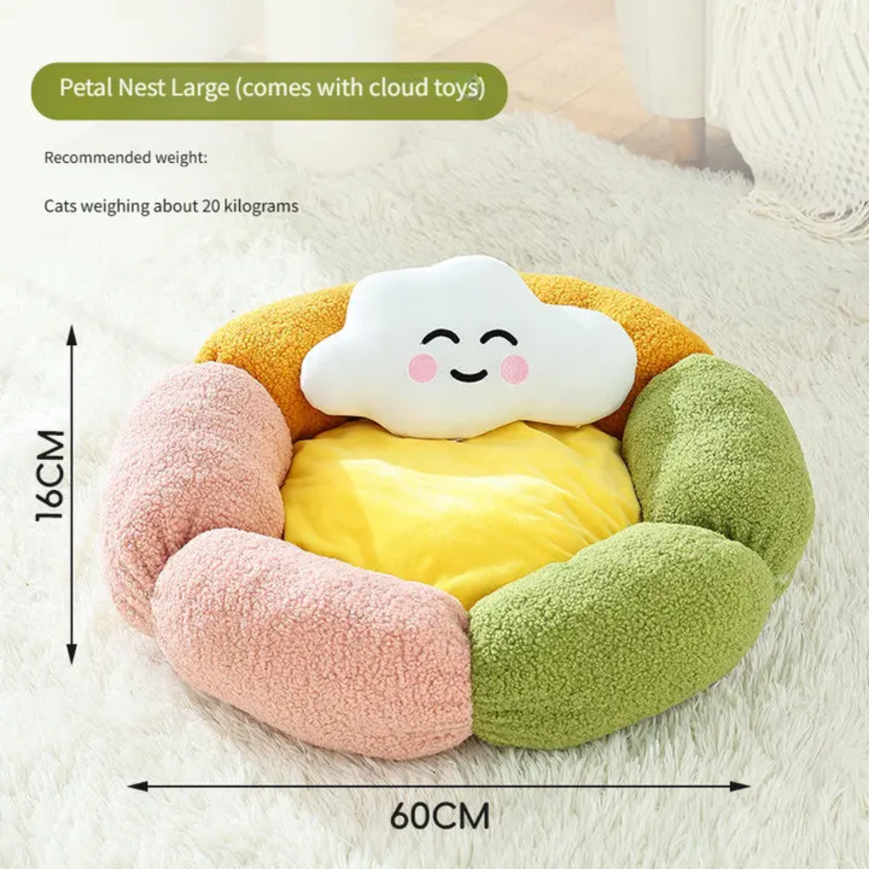 Petovia Cloud-Shaped Cat Bed | Cozy Pet Nest with Pillow