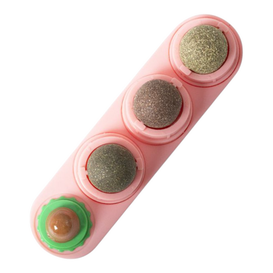 Petovia 4-in-1 Catnip Lick Toy | Multi-Flavors Rotating Cat Ball | Catnip, Silvervine & Cat Candy