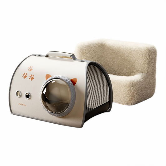 Petovia Polar Fleece Cat Carrier Bag | Cozy Space Capsule Shoulder Bag with Detachable Inner Liner | Breathable & Large Capacity