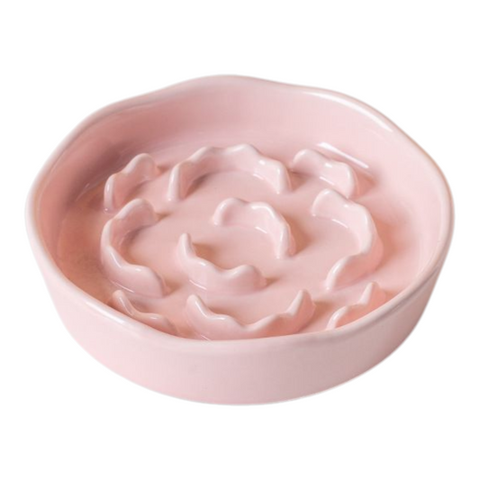 Petovia Ceramic Slow-Feed Cat Bowl (Flat Base) | Anti-Flip & Neck Care | Elegant Feeding