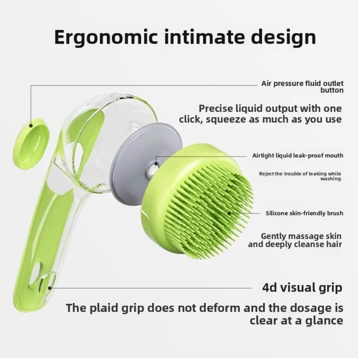 Petovia One-Press Water-Flow Bath Brush – Easy Pet Bathing & Massage Tool