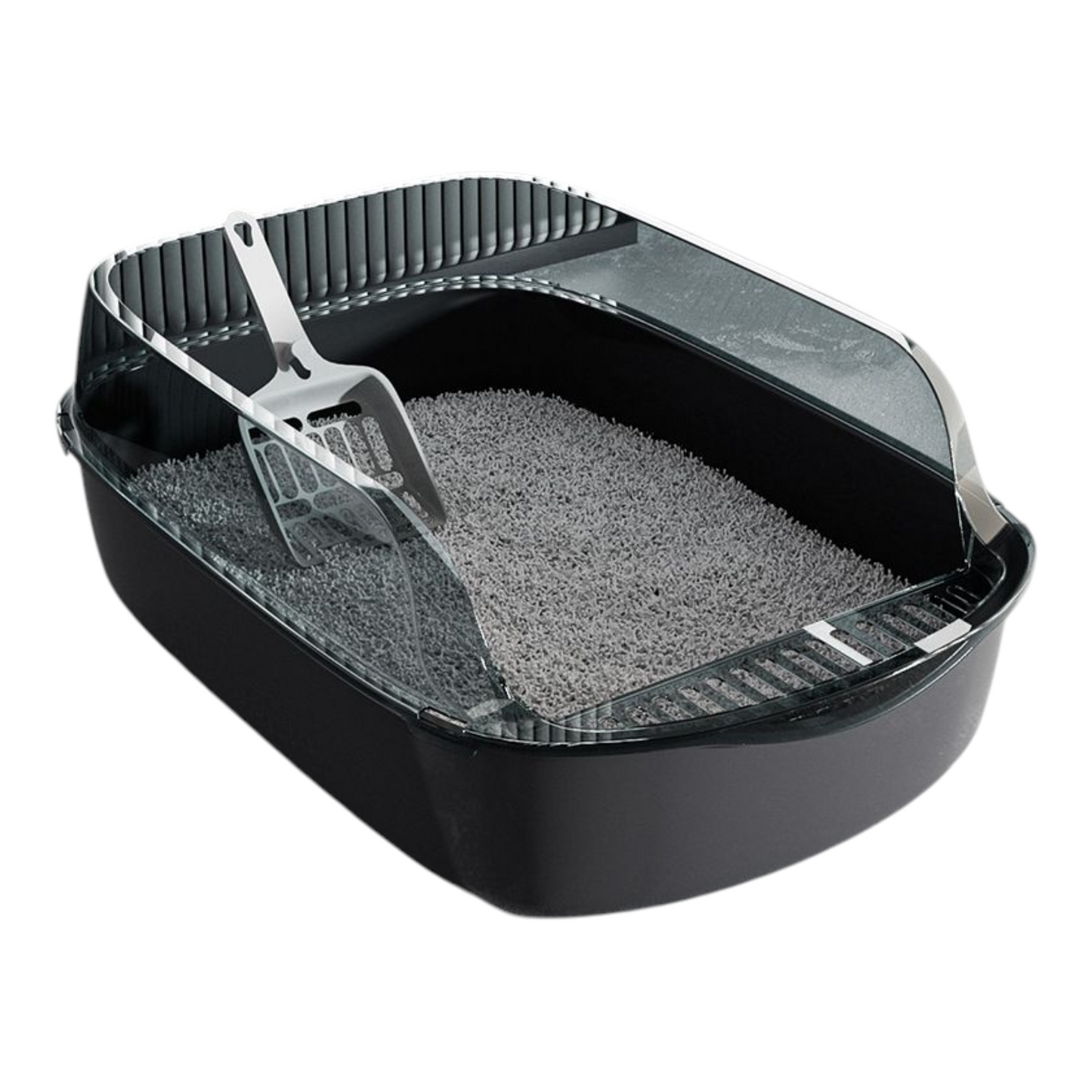 Petovia Thickened Semi-Enclosed Cat Litter Box with Splash-Proof Walls & Free Scoop