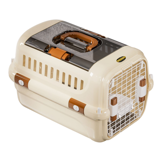 Petovia Hard-Shell Pet Carrier with Dual-Spring Door & Ventilated Base – Airline Approved Travel Crate for Cats & Dogs