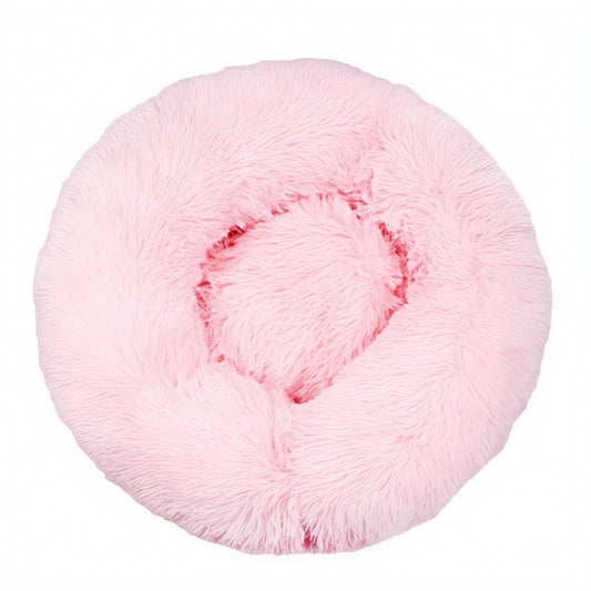 Plush Round Pet Bed | Cozy Donut Dog & Cat Bed | Warm Fluffy Nest for Winter