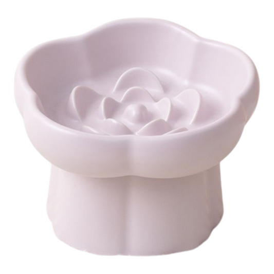 Petovia Elevated Ceramic Slow-Feed Cat Bowl | Raised Posture | Neck Protection & Anti-Flip